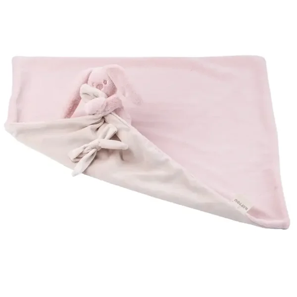Lapidou couverture bébé avec peluche - 50 x 50 cm - Doudou lapin - Rose poudré