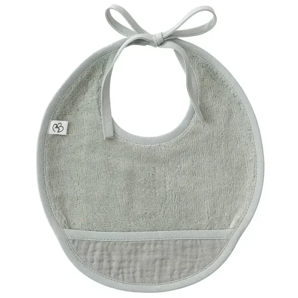 Bavoir naissance bi-matière - Vert de gris