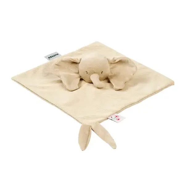 FanFan Baby Couverture câline - 27 x 27 cm - Doudou Éléphant - Sable