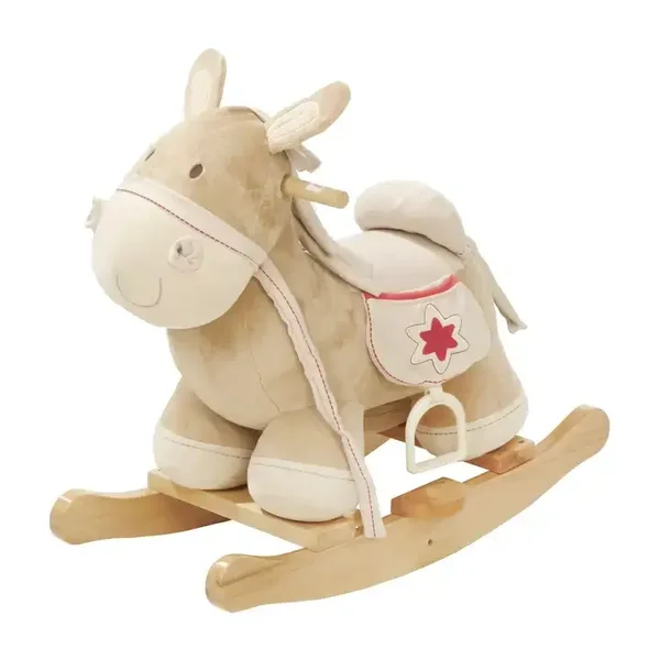 Roba kids cheval à bascule en bois, animal à bascule en peluche