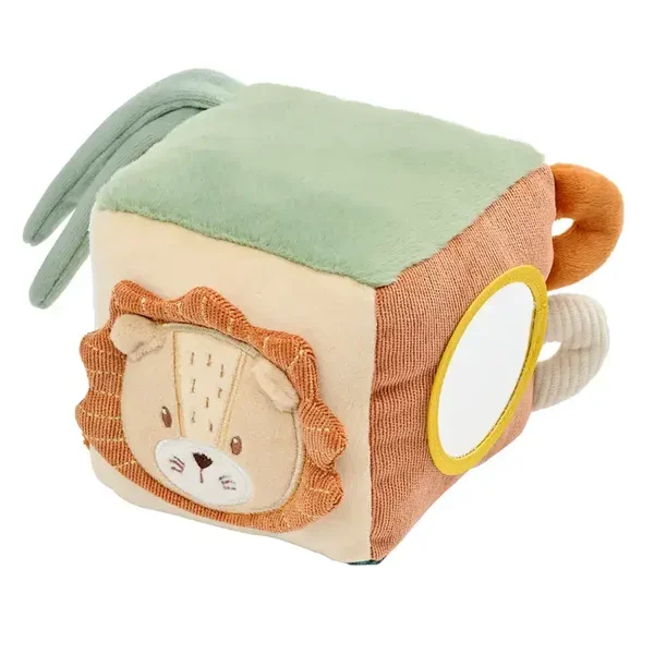 Cube d'activité doux Lion Léon - Jouet pour bébé - 11 cm - Multicolore