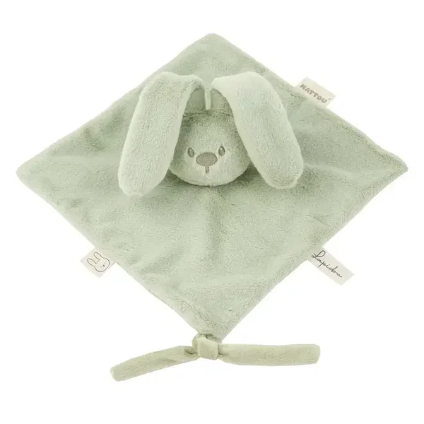 Lapidou Doudou Bébé - 27 x 27 cm - Doudou Lapin - Vert Tilleul
