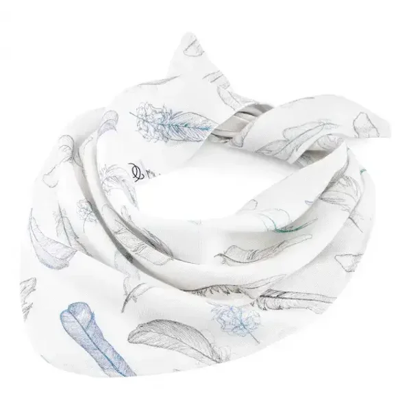 Foulard triangle en bambou - Plumes célestes