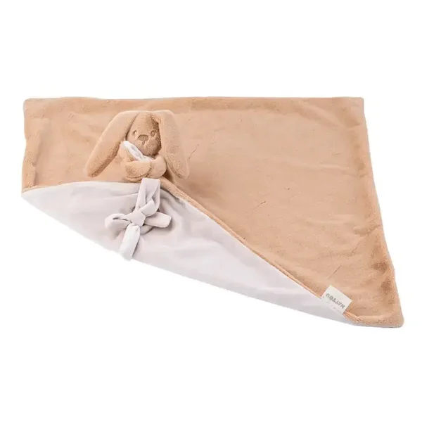 Couverture Bébé Lapidou avec Peluche - 50 x 50 cm - Doudou Lapin - Beige Chaleureux