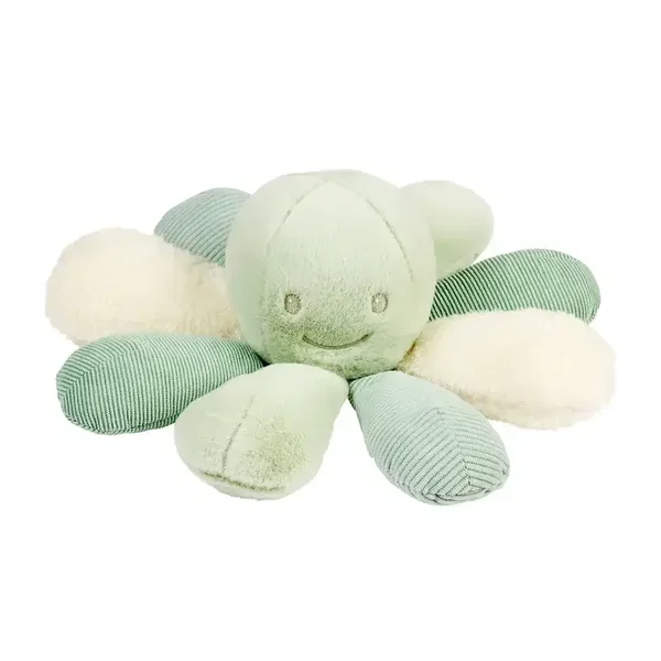 Hochet pieuvre en peluche Lapidou - 26 cm - vert tilleul