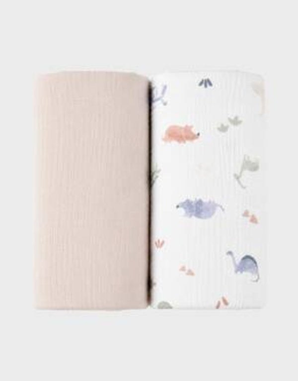 Bio Lot de 2 langes 100*100cm, mousseline de coton bio