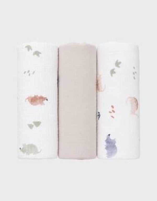 Bio Lot de 3 langes 70*70cm, mousseline de coton bio
