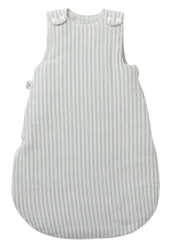 Gigoteuse ouatinée en gaze de coton - rayé vert de gris
