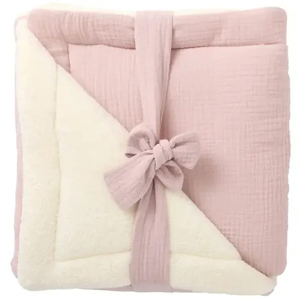 Couverture peluche double gaze & microfibre - Pétale