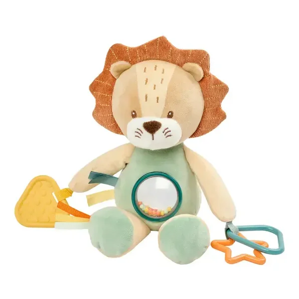 Jouet d'activité en peluche Lion Léon - 25 cm - Peluche douce pour bébé - Multicolore