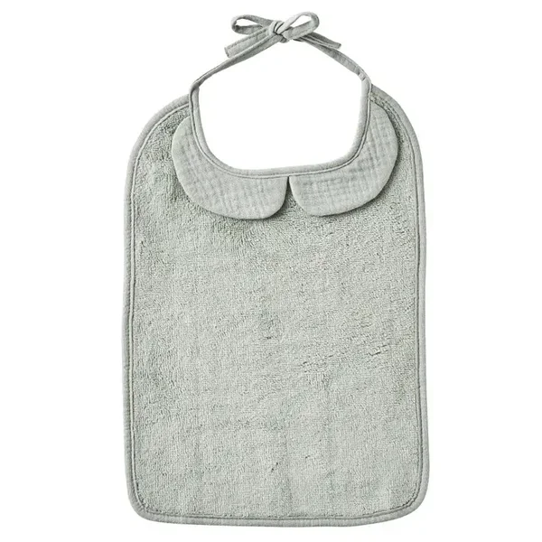 Grand bavoir bambou et gaze de coton - Vert de gris
