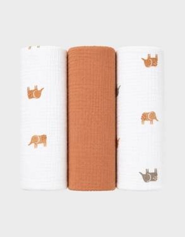 Lot de 2 langes 70*70cm, mousseline de coton