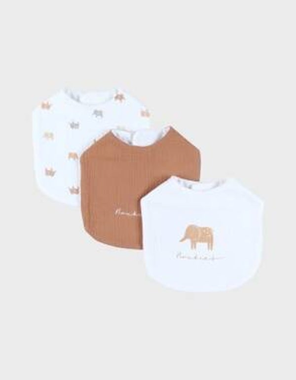 Lot de 3 bavoirs, mousseline de coton