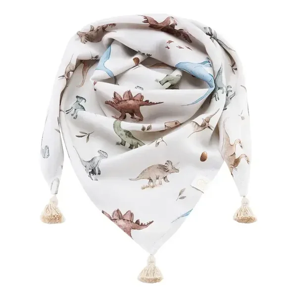 Écharpe en bambou avec pompons - Dino - beige