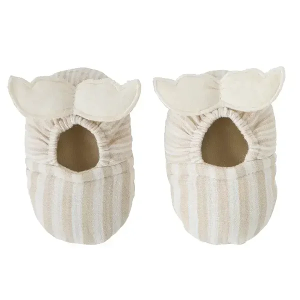 Chaussons avec ailes d'ange - gaze de coton rayé galet