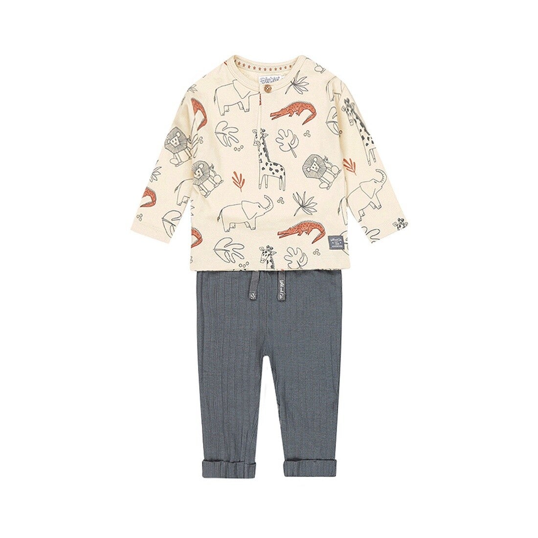 Ensemble bébé garçon Dirkje, pantalon à manches longues, bleu foncé galet