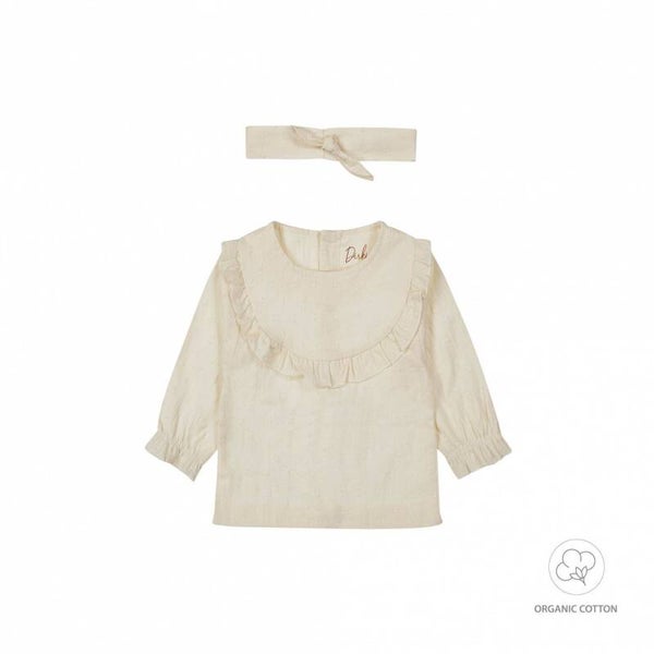 Dirkje blouse et bandeau bio pour bébé fille blanc cassé