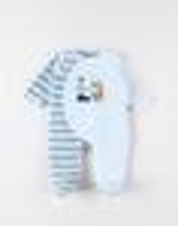 Pyjama 1 pièce rayé rhino & éléphant en velours, écru 1 mois