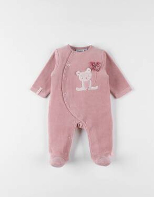 Pyjama en velours côtelé, cœur 0 mois