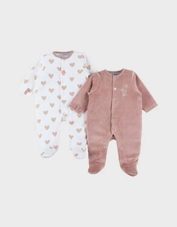 Lot de 2 pyjamas bébé, velours à partir du 1/10/26