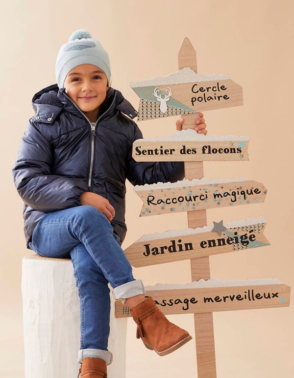 Manteau avec fermeture éclair dorée, bleu marine existe en 18 mois, 2 ans et 3 ans