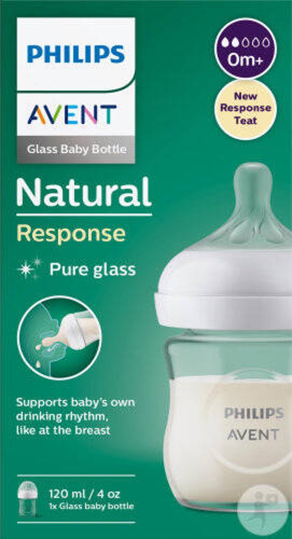 Philips Avent Natural Response Biberon En Verre 120ml +0 Mois Débit Nouveau-Né 1 Pièce (SCY930/01)
