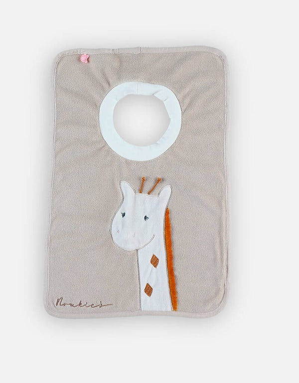 Bavoir funny en éponge girafe, beige Âge conseillé : de 3 mois à 3 ans Noukie's