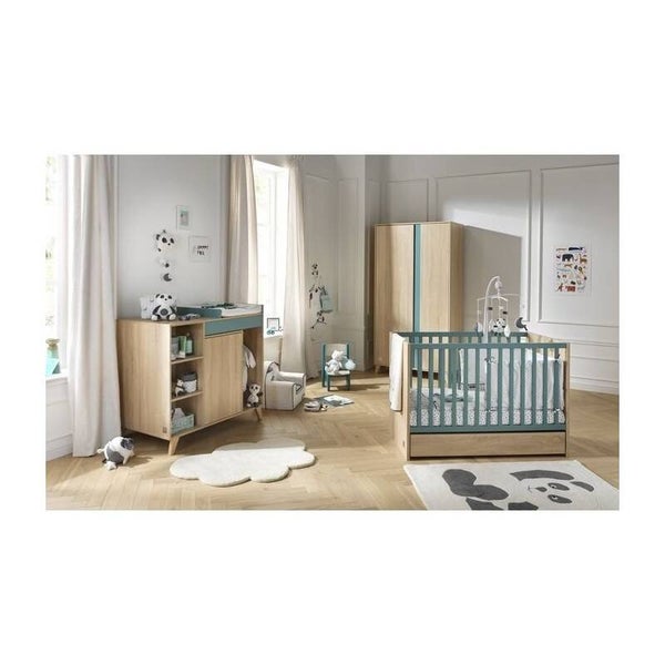Trio lit 120x60 + commode évolutive + armoire Nova Argile Douce
