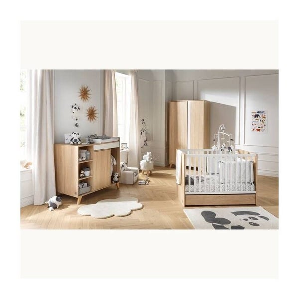 Trio lit 120x60 + commode évolutive + armoire Nova Blanc Lin
