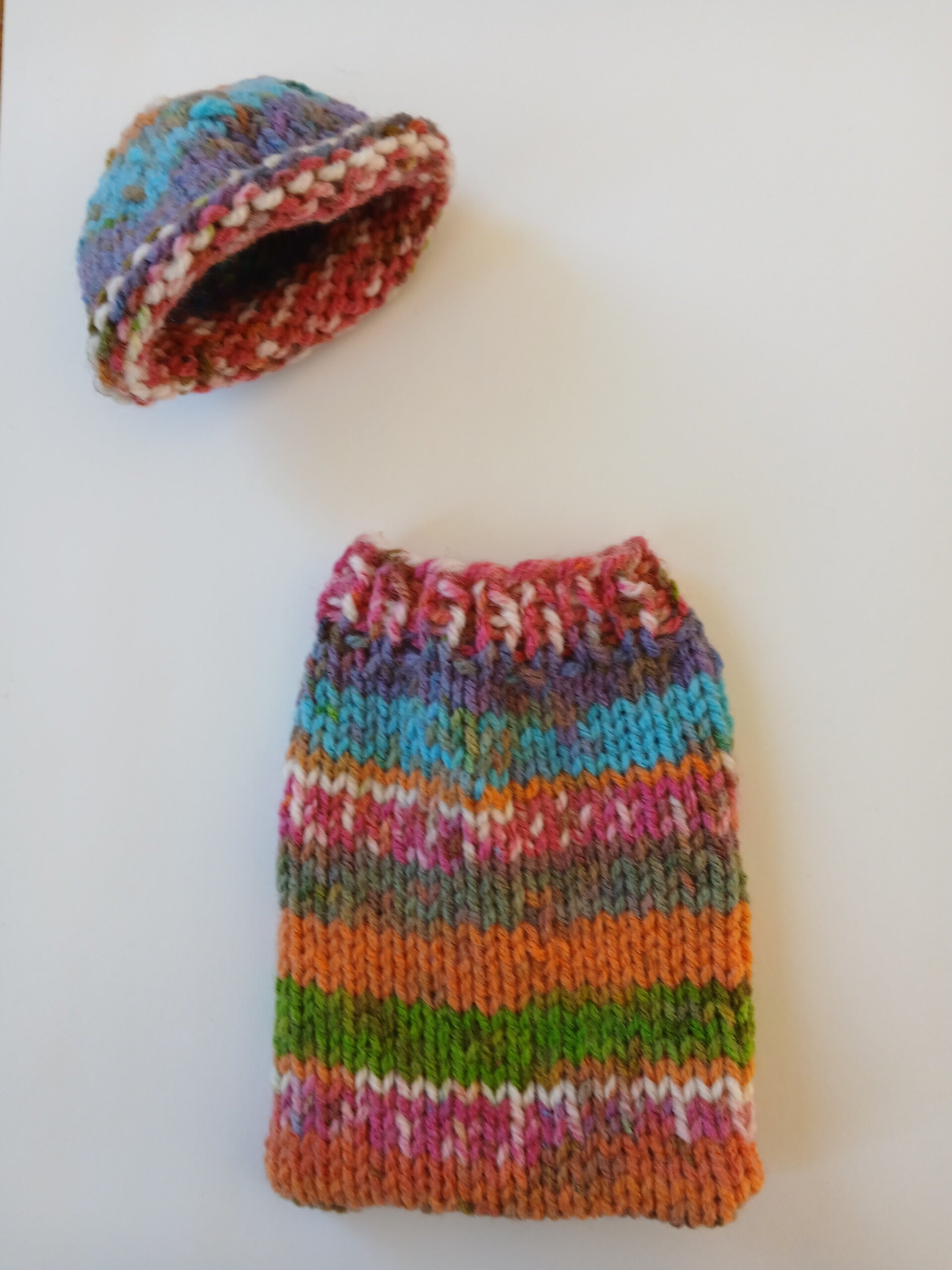 Strampelsack mit Mütze für Puppengrösse 18 cm