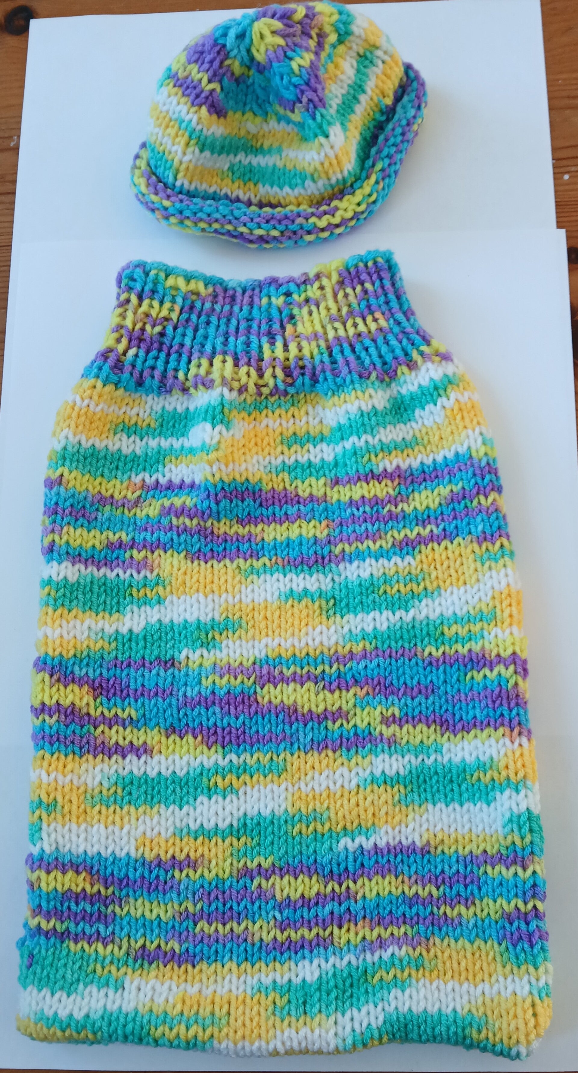 Strampelsack mit Mütze für Puppengrösse 40 cm