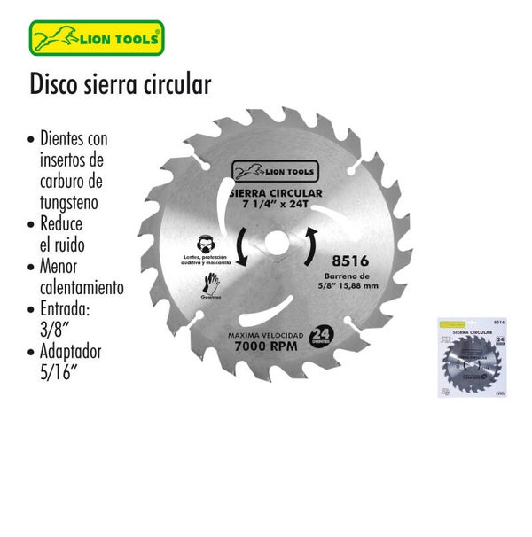 DISCOS SIERRA CIRCULAR 7 1/4" x 5/8"