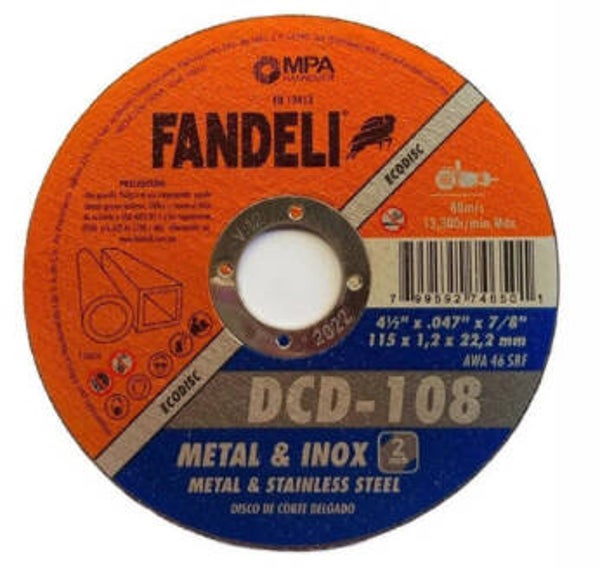 DISCO FANDELI 4 1/2" x 7/8" 1.2 MM