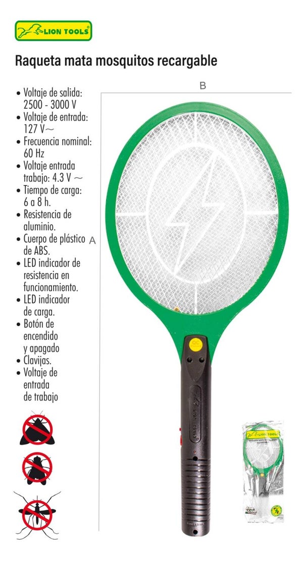 RAQUETA MATA MOSQUITOS RECARGABLE