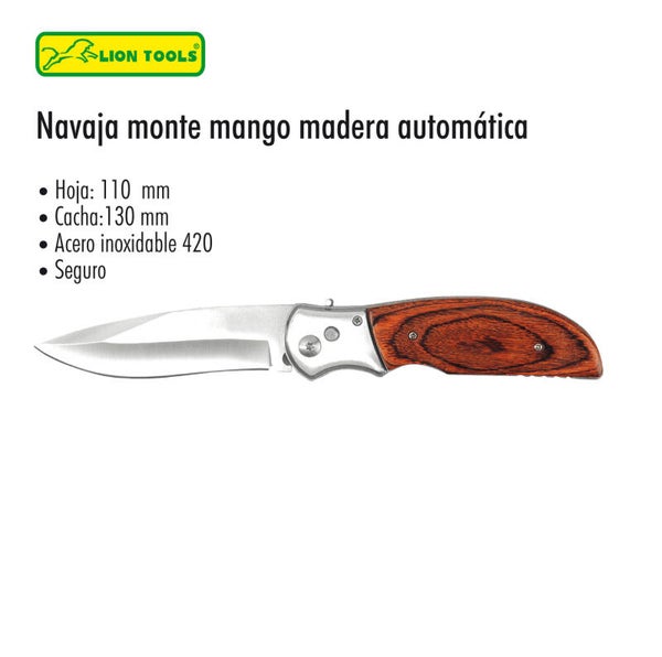 NAVAJA MONTE MANGO MADERA AUTOMATICA 4 1/2"