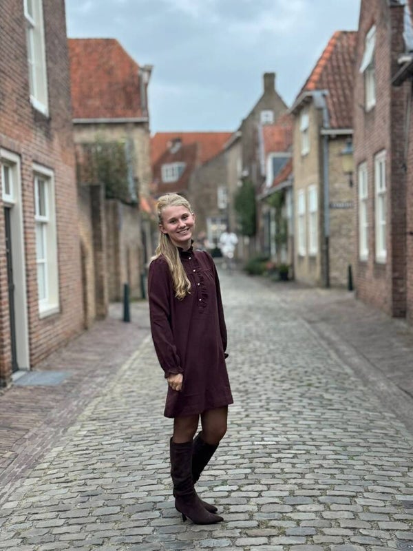 Tweed jurk bordeaux