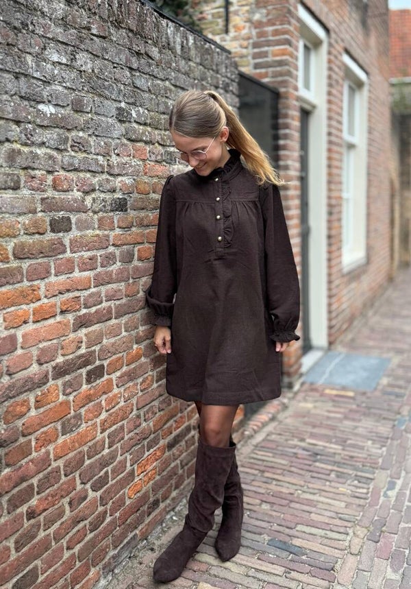 Tweed jurk bruin