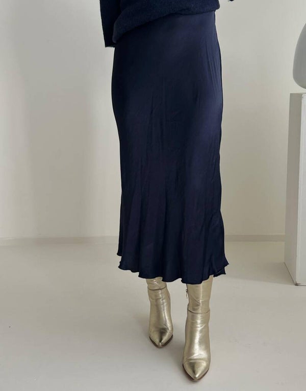 Satijnen rok donkerblauw