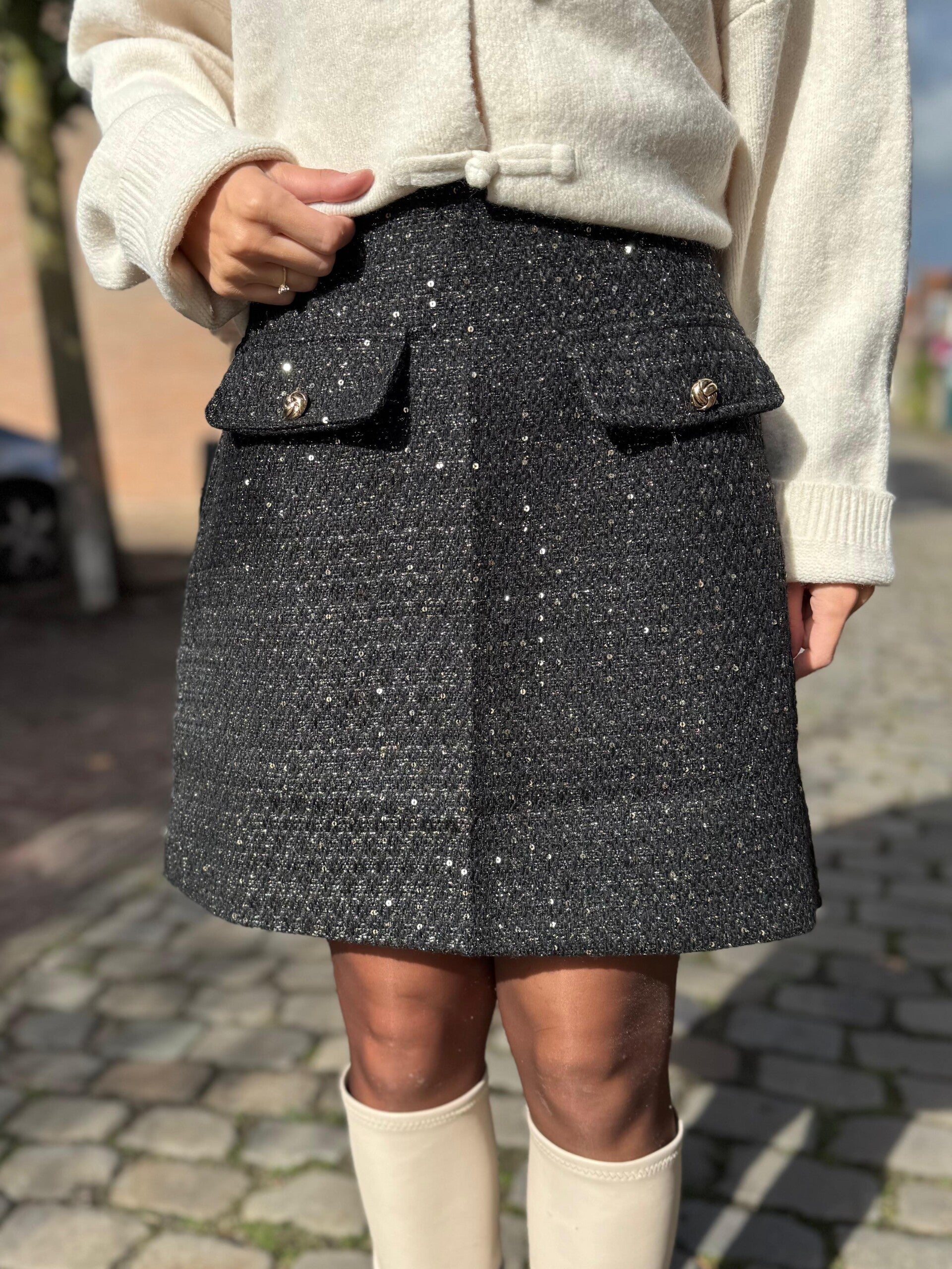 Tweed rokje zwart