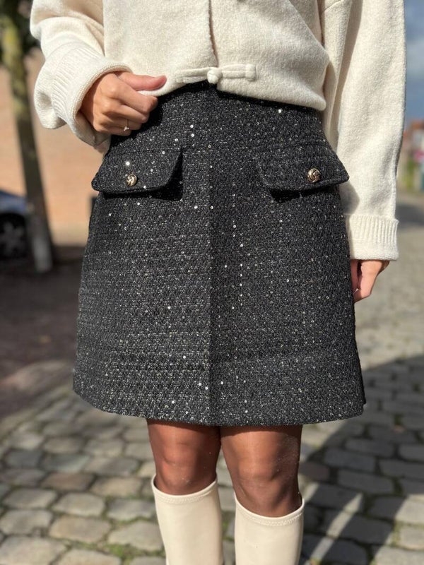 Tweed rokje zwart