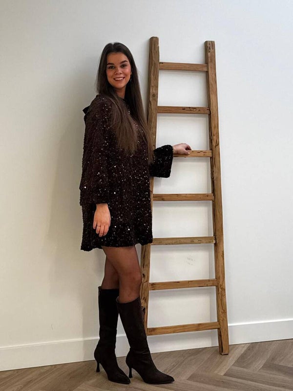 Pailletten jurk met strik