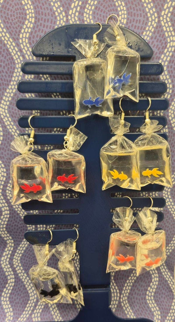 Boucles d'oreilles "Sac à poissons"