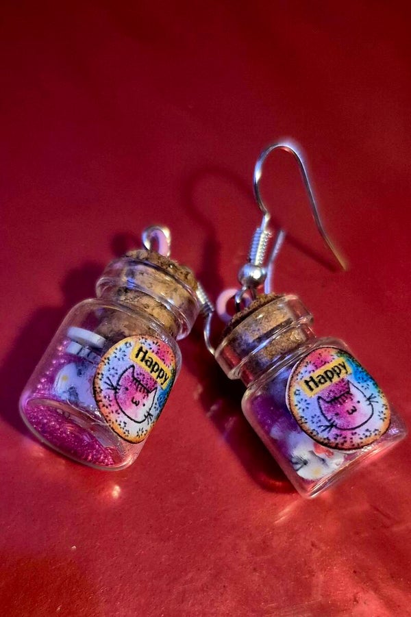 Boucles d'oreilles "fioles en verre"