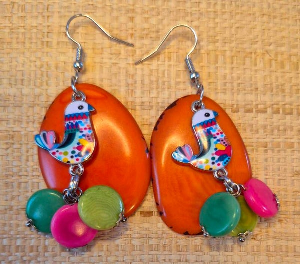 Boucles d'oreilles Tagua : oiseaux blanc " Pygargue" différents modèles