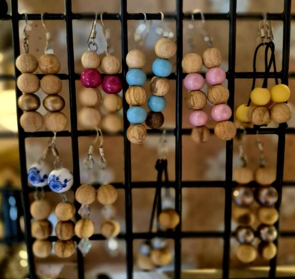 Boucle d'oreilles Argent 925 et perles de Bois "Palo Santo" : Positivité et joie