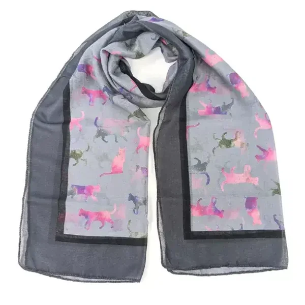 Foulard : Écharpe Clio Le Chat - Gris Trois Tons (50x180cm)