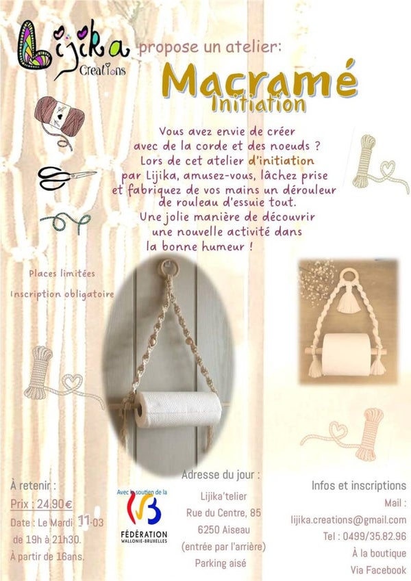 Acompte inscription atelier  Macramé