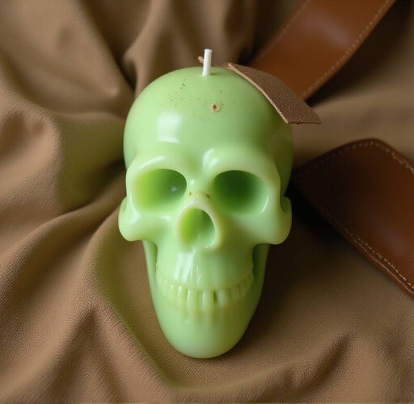 Forest Skull Candle – Nature-Inspired Green Artisan Wax Skull