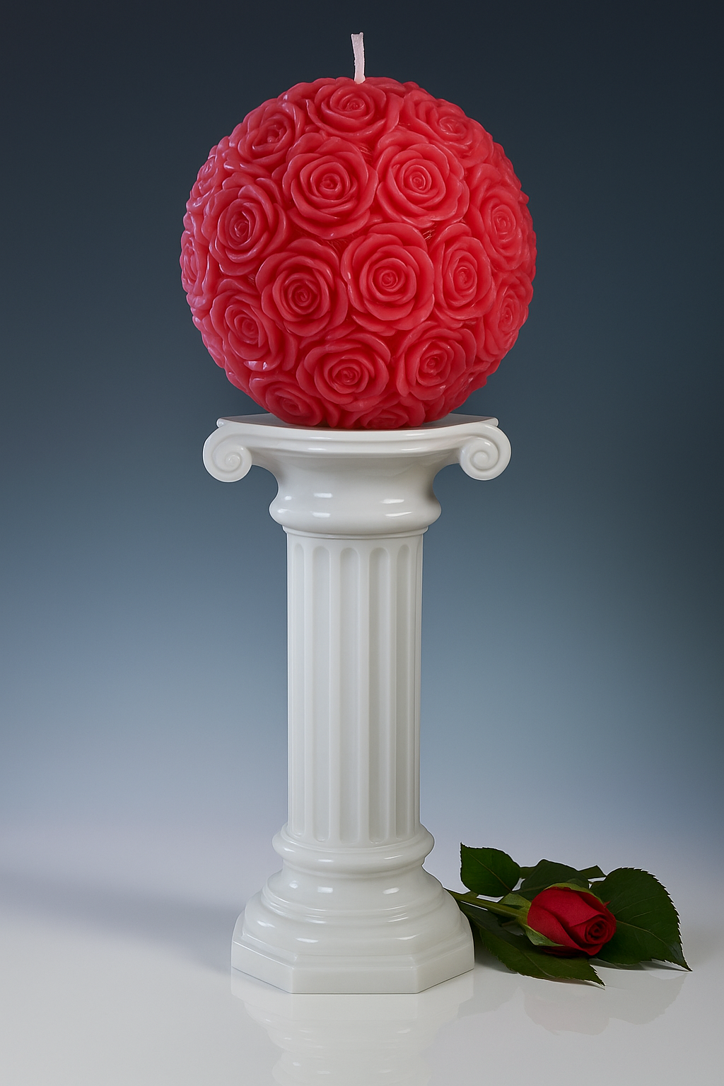 Red Rose Ball Candle – 18cm Bold Romantic Statement
