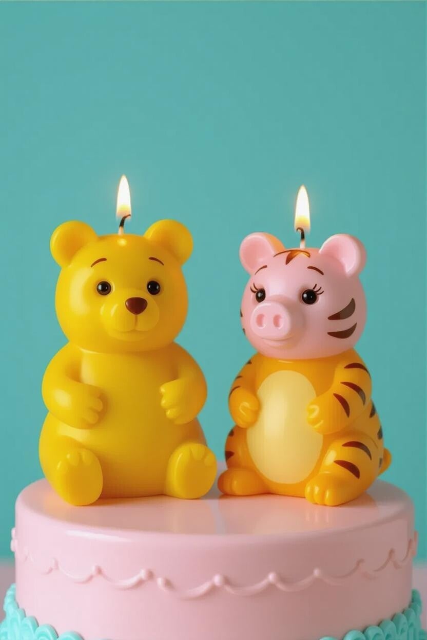 "Playful Bear & Tiger Pig Candle Duo"